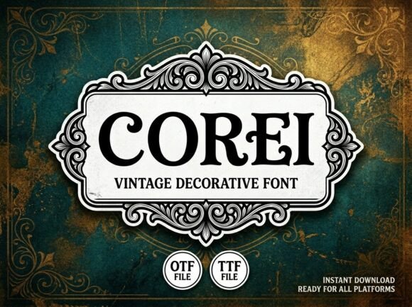 Corei Font: A Decorative Typeface for Creative Publications
