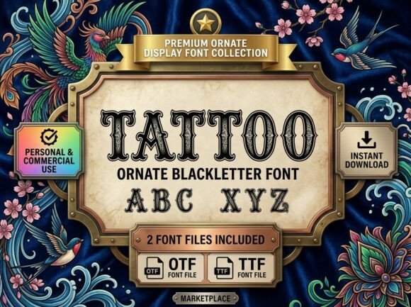 Tattoo Font: Bold, Ornate, and Elegant