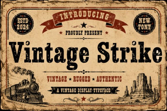Vintage Strike: A Bold Slab Serif Font for Creative Makers